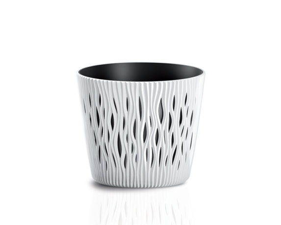 Vaso Sandy Con Inserto Bianco D16cm In Plastica