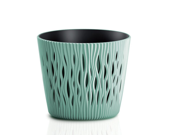 Vaso Sandy Con Inserto D22cm Verde Salvia In Plastica