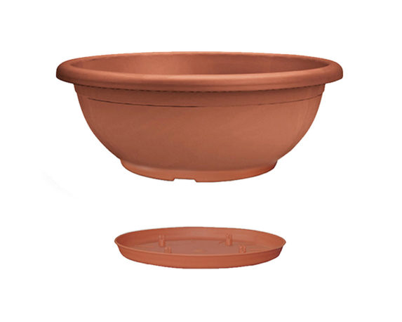 Ciotola Naxos Con Sottovaso D40cm Terracotta In Plastica