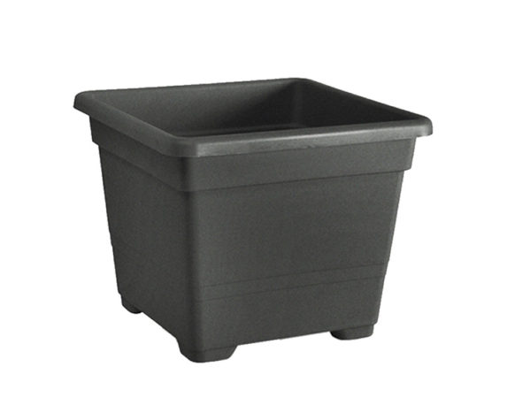 Vaso Quadrato Antracite 32cm In Plastica