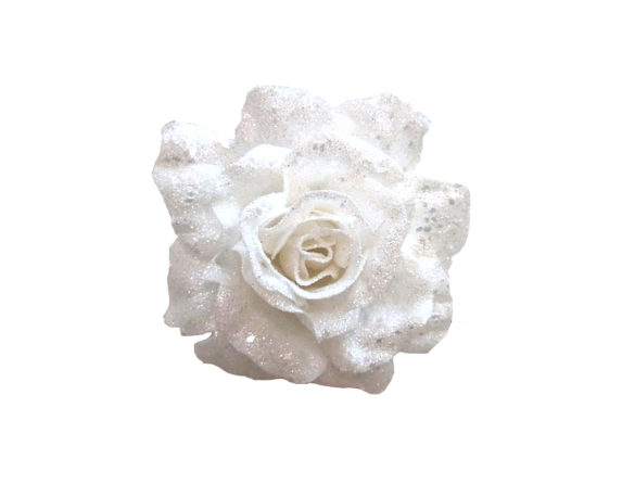 Rosa Bianca Clip 10cm Glitter