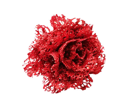 Rosa Rete Clip Glitter Rosso