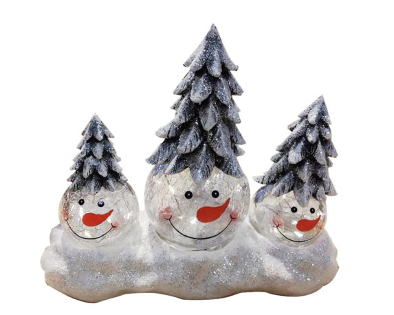 Tris Alberi Snowman C/led Polyresina