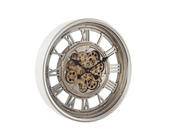 Orologio Parete Engrenage D60 Bianco In Acciaio E Vetro