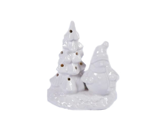 Snowman C/albero Led Porcellana