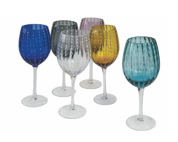 Set 6 Pz Servizio Calici Colorati Shiraz In Vetro