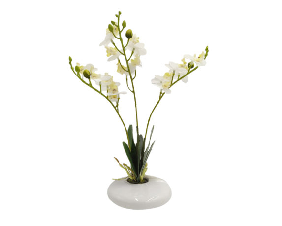 Orchidea Phalaenopsis Artificiale Bianco In Vaso H30