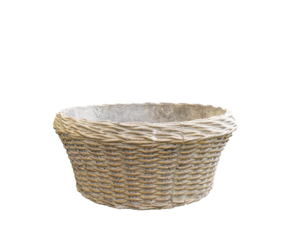 Ciotola Effetto Rattan Small D37x16cm In Cemento