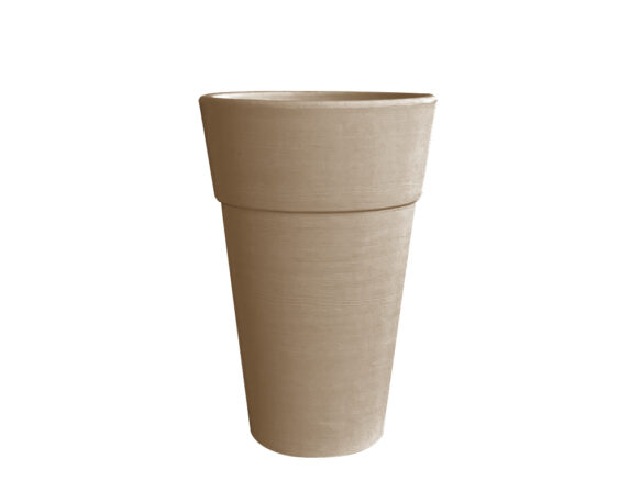 Vaso Chieti Conico Con Banda Tortora D30cm In Terracotta