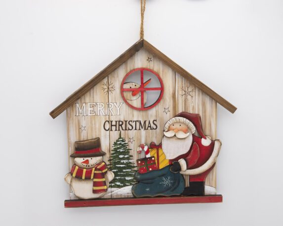 Decorazione In Legno Da Appendere A Forma Di Babbo Natale