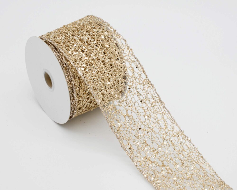 NASTRO 63MM X 9MT RETE GLITTER CHAMPAGNE 72536140