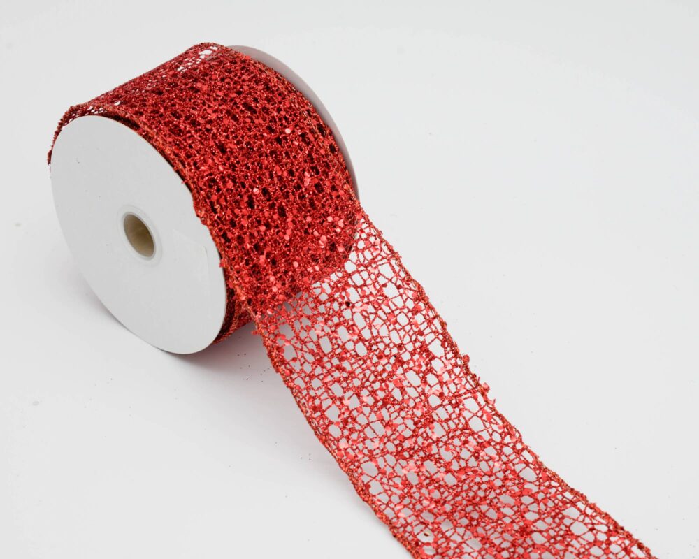 NASTRO 63MM X 9MT RETE GLITTER ROSSO 72536142