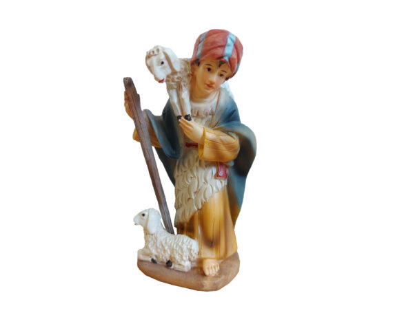 Statua Del Presepe Pastore Con Pecora In Spalla