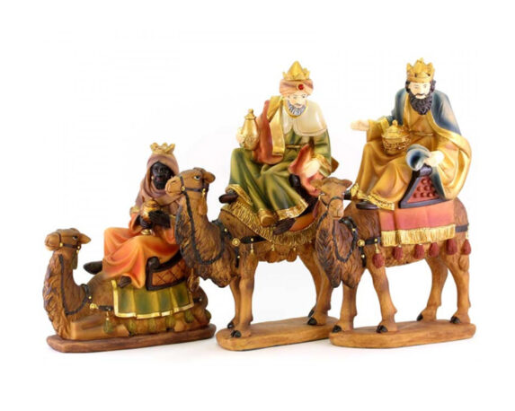 Set 3 Pz Statue Del Presepe Re Magi In Resina