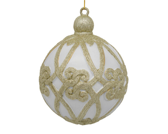 Decorazioni Da Appendere Sfera Di Natale In Filigrana Oro E Bianco