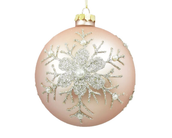 Decorazioni Da Appendere Sfera Di Natale Rosa Con Fiore Champagne