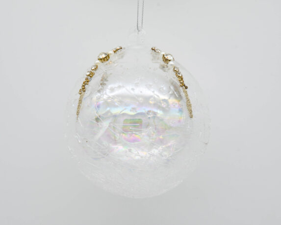 Decorazioni Da Appendere Sfera Di Natale Trasparente Con Swarovski Champagne