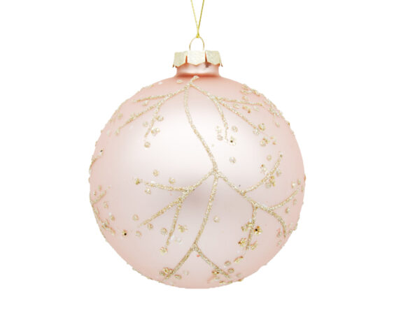 Decorazioni Da Appendere Sfera Di Natale Rosa Con Rami Champagne