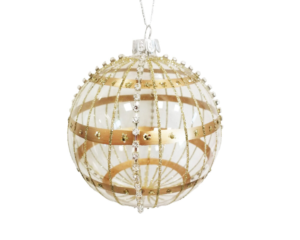 SFERA 100MM RIGHE STRASS GLITT ORO TRASP 72528347