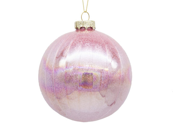 Decorazioni Sfera Di Natale Rosa Glitterata Foderata