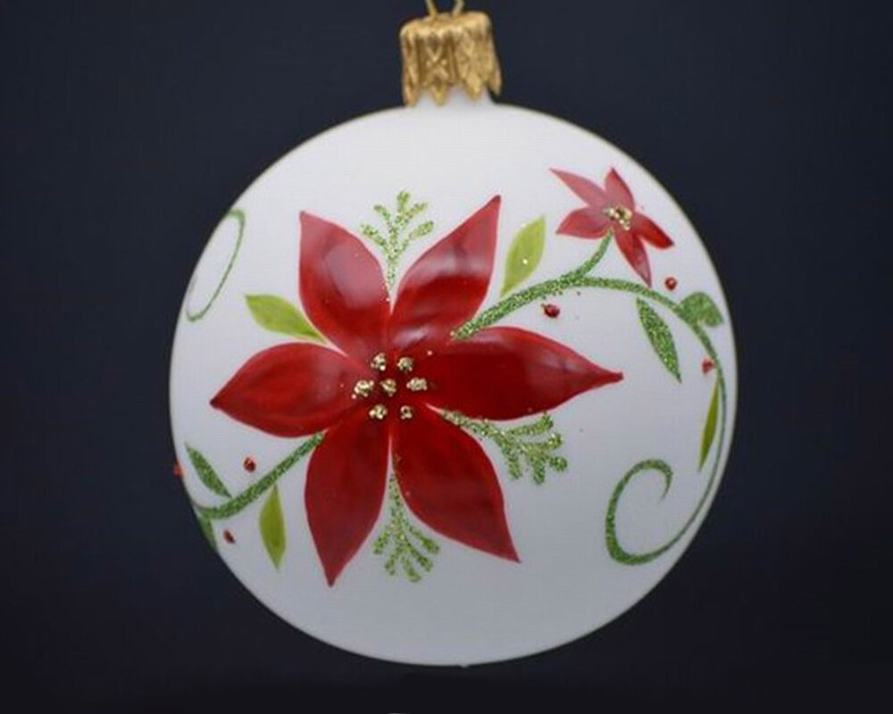 Decorazioni Da Appendere Sfera Di Natale Bianca Con Poinsettia