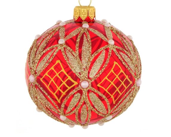 Decorazioni Da Appendere Sfera Di Natale Rossa Con Glitter