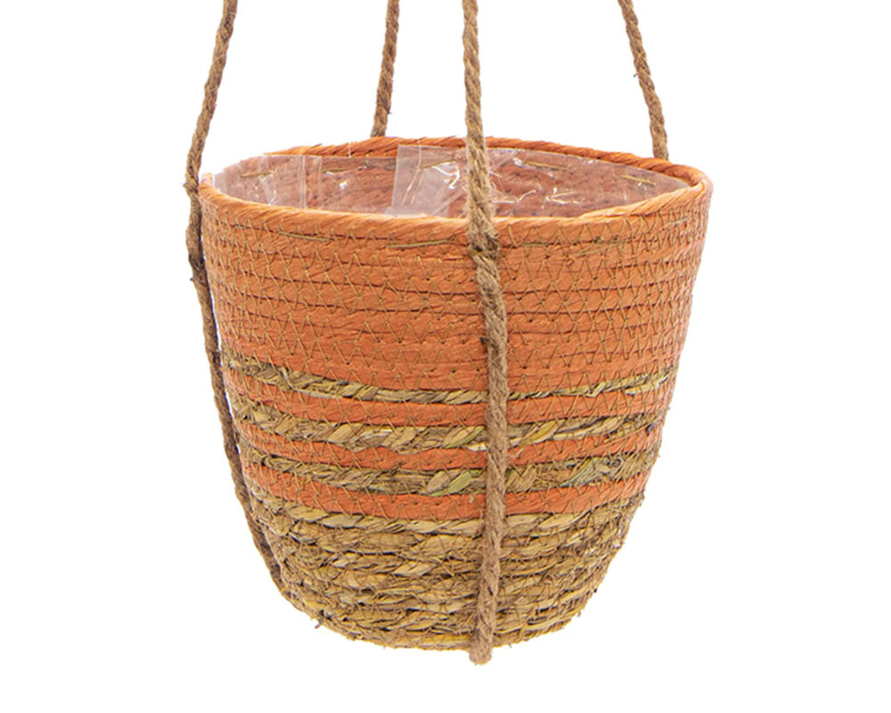 Cesta Appendibile Hayden Swirl Arancione D18 in Rattan - Mega Collections - immagine 2