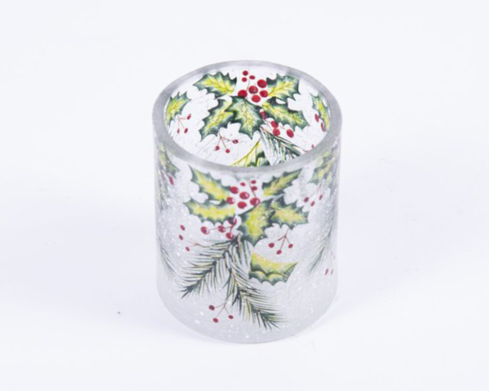 P TEALIGHT D65X7CM AGRIFOGLIO CRACKLE 72529125