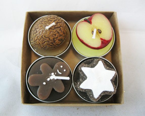 Set 4 Pz Candele A Forma Di Frutta E Biscotti