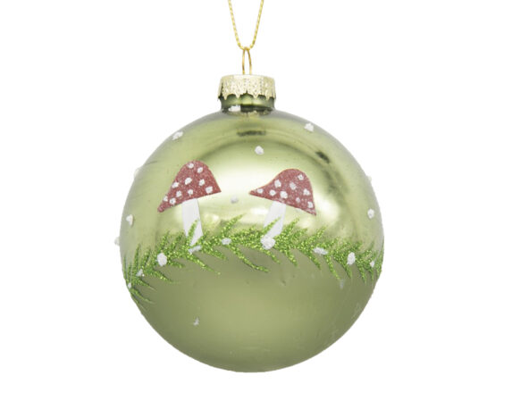 Decorazioni Sfera Di Natale Verde Con Funghi