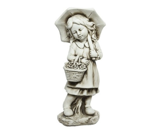 Statua Bambina Con Ombrello In Resina