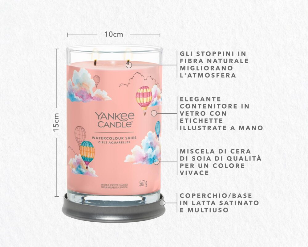 Candela Tumbler Grande Watercolour Skies - Yankee Candle - immagine 4