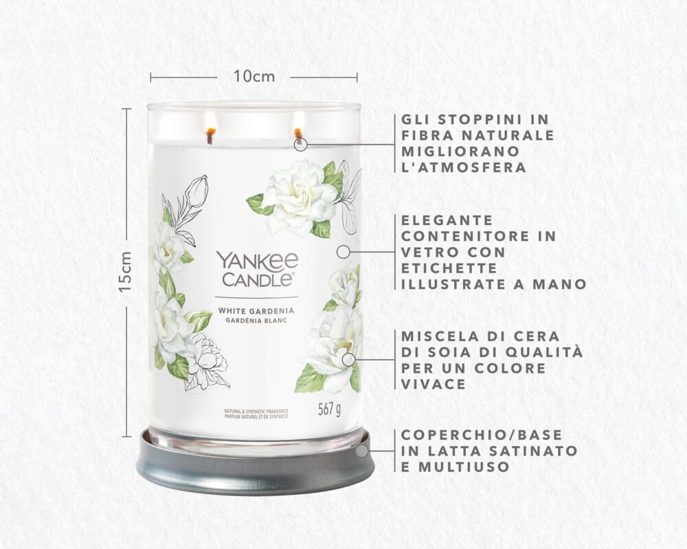 Candela Tumbler Grande White Gardenia - Yankee Candle - immagine 4