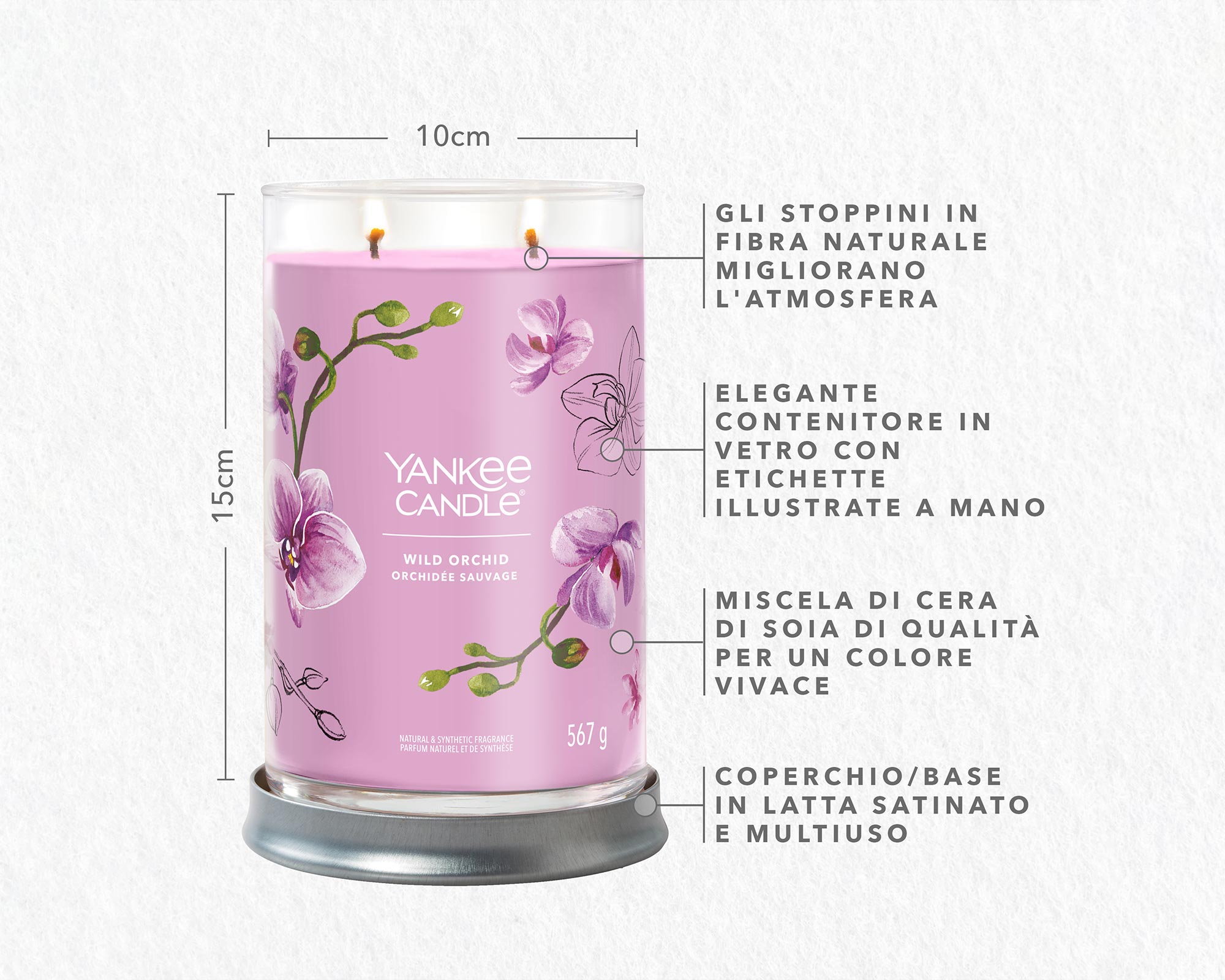 Candela Tumbler Piccola a 5 stoppini Wild Orchid - Yankee Candle -  FloralGarden