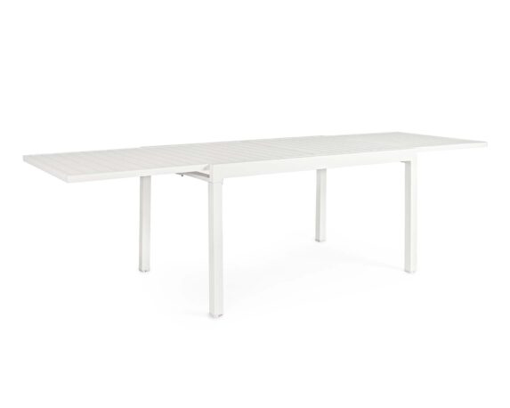 Tavolo Allungabile Pelagius 135-270×90 Bianco In Legno Di Teak E Alluminio – Bizzotto