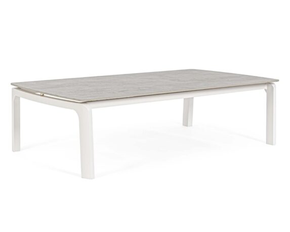 Tavolino Jalisco 120×70 Bianco In Alluminio E Ceramica – Bizzotto