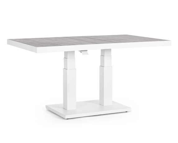 Tavolo Truman 140x85x49/72 Bianco In Alluminio E Ceramica – Bizzotto