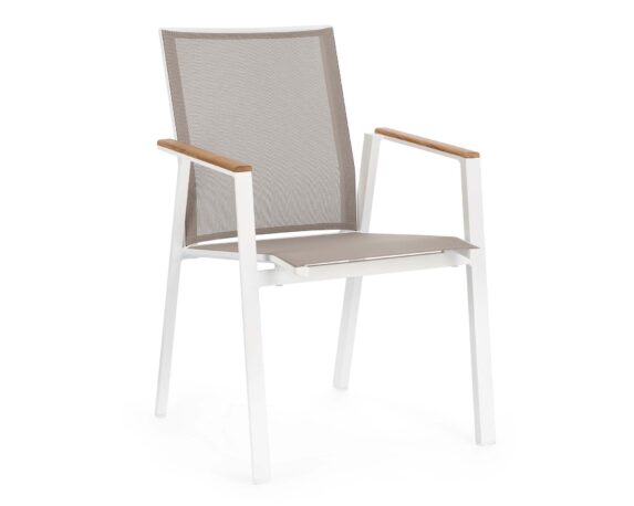 Sedia Con Braccioli Cameron Bianco In Alluminio E Textilene – Bizzotto