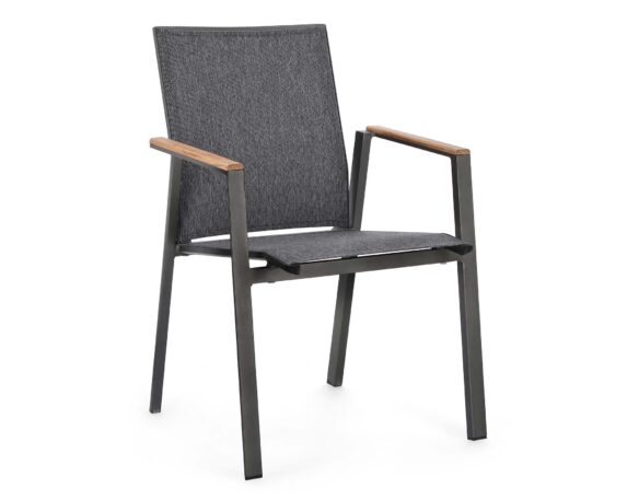 Sedia Con Braccioli Cameron Antracite In Alluminio E Textilene – Bizzotto