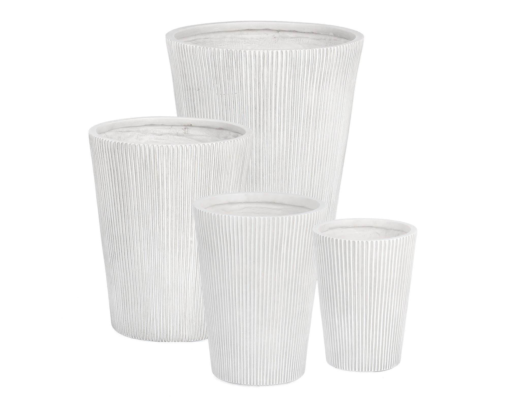 Set 4 Pz Porta Vaso Ribbed Svas Bianco In Fibra di Vetro e Argilla -  Bizzotto - FloralGarden