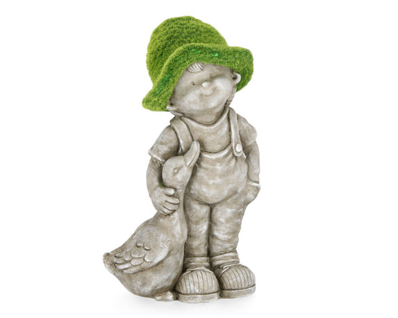 Statua Bimbo Garden Con Oca H44,5 In Magnesio – Bizzotto