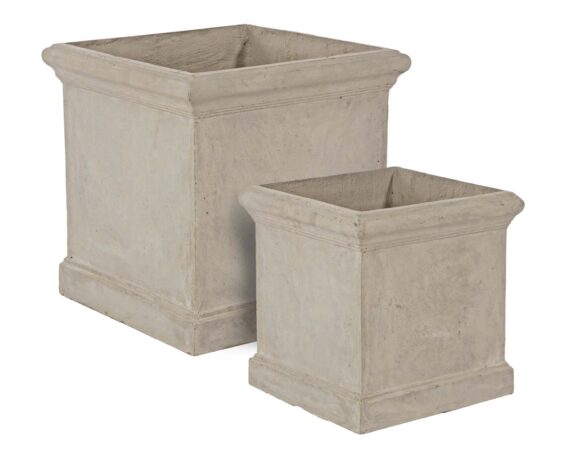 Set 2 Pz Porta Vaso Cement Quadrato Sabbia In Fibra Di Vetro E Argilla – Bizzotto