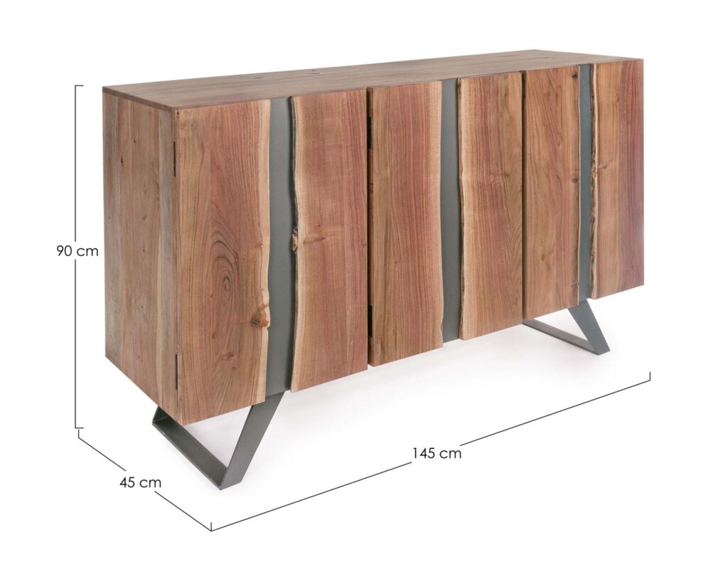 Credenza con 2 Ante Aron in Legno di Acacia e Acciaio - Bizzotto - immagine 5