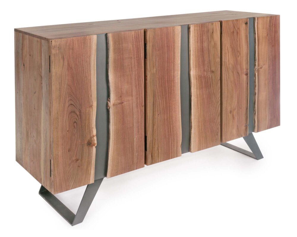 Credenza con 2 Ante Aron in Legno di Acacia e Acciaio - Bizzotto