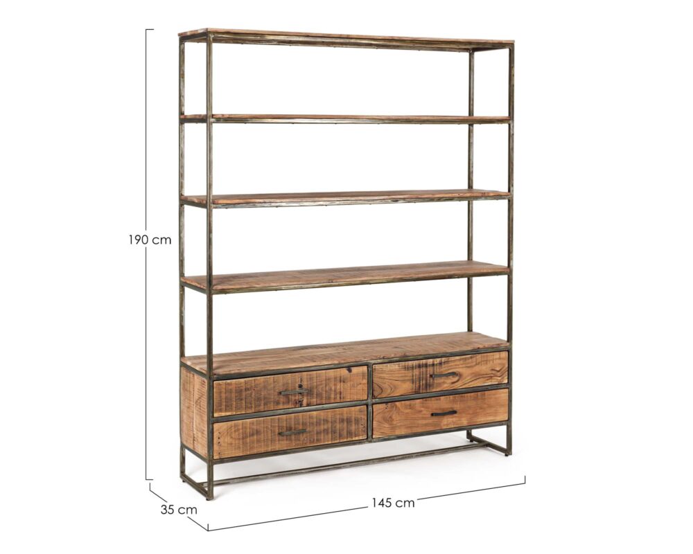 0746310 8051836130623 Libreria 4 piani 4 cassetti elmer 0002 0746310 QU1