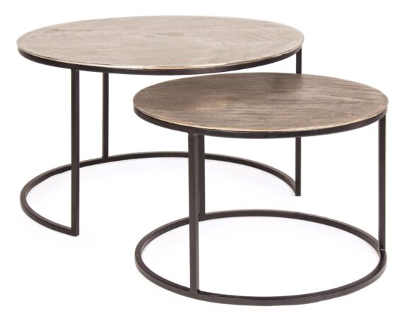 Set 2 Pz Tavolino Amira In Acciaio E Alluminio – Bizzotto
