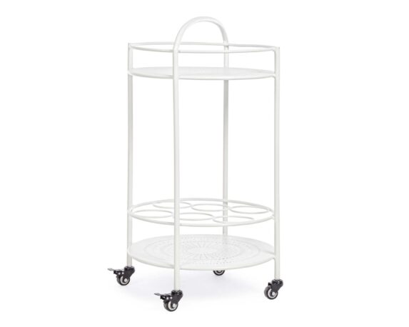 Carrello Con Porta Bottiglie Burton Bianco In Acciaio – Bizzotto