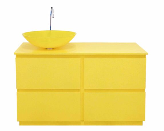 Mobile Bagno Margherita Giallo In Vetro E MDF – Bizzotto