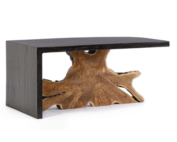 Tavolino Sherwood 110×60 In Radice Di Teak E Vetro – Bizzotto