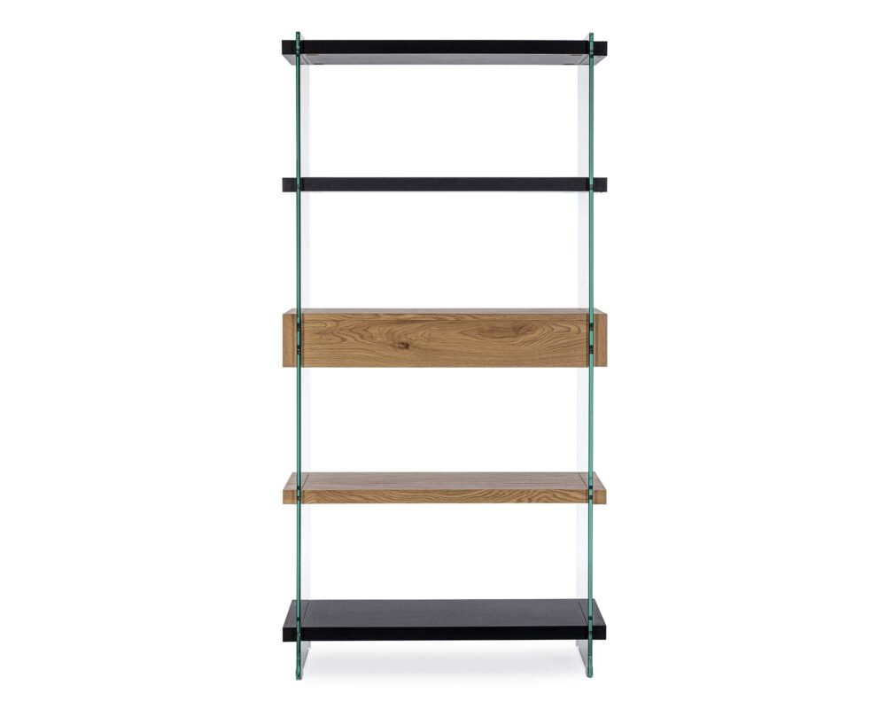 0734006 8051836411364 Libreria 4 piani 2 cassetti line wood nero 0001 0734006 TF2